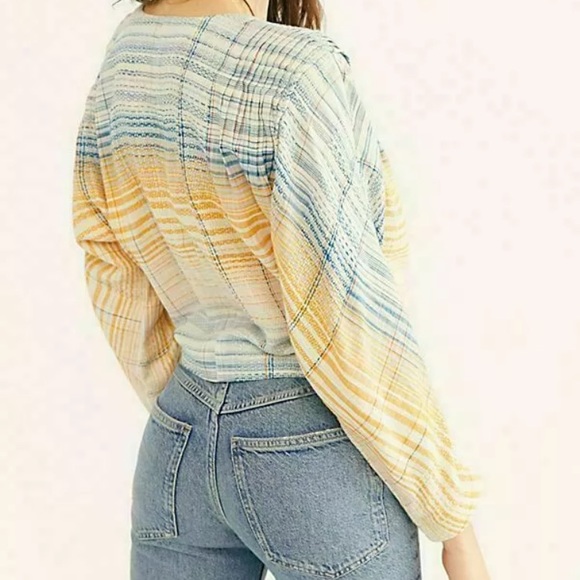 Free People Maldives Stripe Wrap Top Large NWT - Picture 6 of 7